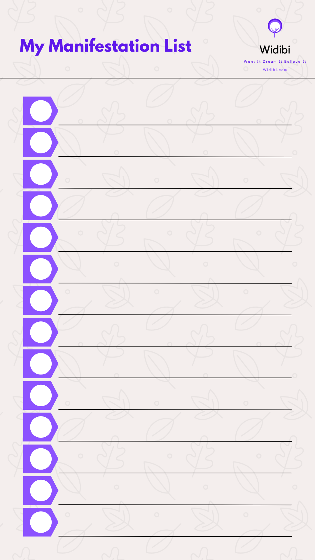 Blank Manifestation List Template